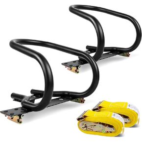 7" Motorcycle Wheel Chock Steel for E-Track System with 2"x15’ E Track Ratchet Straps(2 Pack Bundle) in Kuwait
