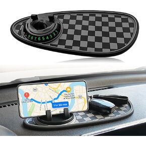 New Multifunction Car Anti-Slip Mat, Car Phone Mount, Rotatable Car Phone Holder Dashboard Pad with Temporary Parking Number, Universal Storage for Sunglasses, Keys (Black+Grey) in Kuwait