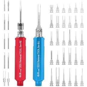 JRready ACTCRH7A04 Pin Extractor Tool Set, Compatible with TE, Deutsch, AMP, Molex MX150, Delphi, Harting, YAZAKI, JPT, D SUB Connectors, Blade and Round Pin Extractor with 40 Replacement Tips in Kuwait