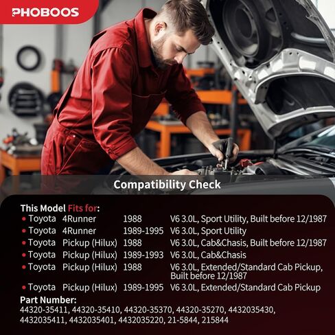 مضخة توجيه كهربائية PHOBOOS متوافقة مع Toyota 4Runner/Pickup (Hilux) 1988 (تم بناؤها قبل 12/1987)، 1989-1995، V6 3.0L، مع مخرج وخزان، توجيه سلس، متانة عالية، المرجع. 21-5844 in Kuwait