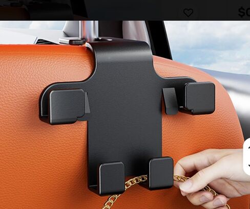 Foldable Car Seat Headrest Hooks 2-Pack – Hidden Design 360° Rotating Organizer for Bags, Groceries & Purses – Heavy Duty ABS Car Back Seat Hanger in Kuwait