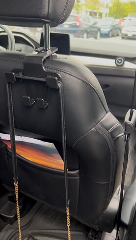 Foldable Car Seat Headrest Hooks 2-Pack – Hidden Design 360° Rotating Organizer for Bags, Groceries & Purses – Heavy Duty ABS Car Back Seat Hanger in Kuwait