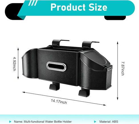 7-In-1 Car Organizer, Multifunctional Car Seat Back Organizer Box with Cup Holders, Tissue Box, Trash Can & Hooks, for Hold Phone, Snacks, Drinks, Handbag (Black) in Kuwait