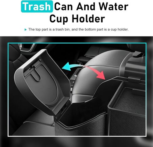 7-In-1 Car Organizer, Multifunctional Car Seat Back Organizer Box with Cup Holders, Tissue Box, Trash Can & Hooks, for Hold Phone, Snacks, Drinks, Handbag (Black) in Kuwait