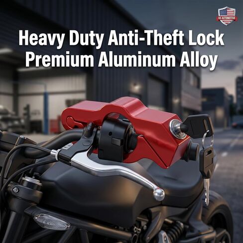 Bike Lock, Red Aluminum Alloy Handlebar Grip Protector Heavy Duty Anti Theft Motorcycle Brake Lock, Throttle Grip Guard with Keys for Electric Scooter Ebike Moped and Street Bike Safety in Kuwait