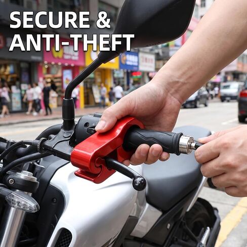 Bike Lock, Red Aluminum Alloy Handlebar Grip Protector Heavy Duty Anti Theft Motorcycle Brake Lock, Throttle Grip Guard with Keys for Electric Scooter Ebike Moped and Street Bike Safety in Kuwait