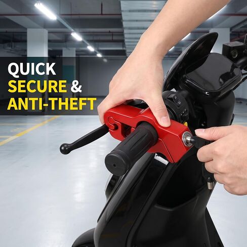 Bike Lock, Red Aluminum Alloy Handlebar Grip Protector Heavy Duty Anti Theft Motorcycle Brake Lock, Throttle Grip Guard with Keys for Electric Scooter Ebike Moped and Street Bike Safety in Kuwait