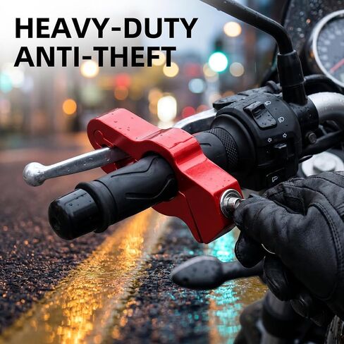 Bike Lock, Red Aluminum Alloy Handlebar Grip Protector Heavy Duty Anti Theft Motorcycle Brake Lock, Throttle Grip Guard with Keys for Electric Scooter Ebike Moped and Street Bike Safety in Kuwait