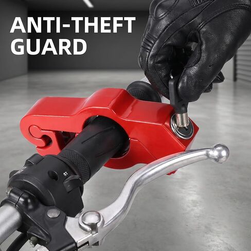 Bike Lock, Red Aluminum Alloy Handlebar Grip Protector Heavy Duty Anti Theft Motorcycle Brake Lock, Throttle Grip Guard with Keys for Electric Scooter Ebike Moped and Street Bike Safety in Kuwait