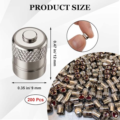 Metal Tire Valve Stem Caps - Bryxium 200 Pack Brass Tires Valves Stems Cap with Inner Seals, Wheel Air Cover, Chrome Tyre Nozzle Covers for Car Bike Truck and Motorcycle (Silver) in Kuwait
