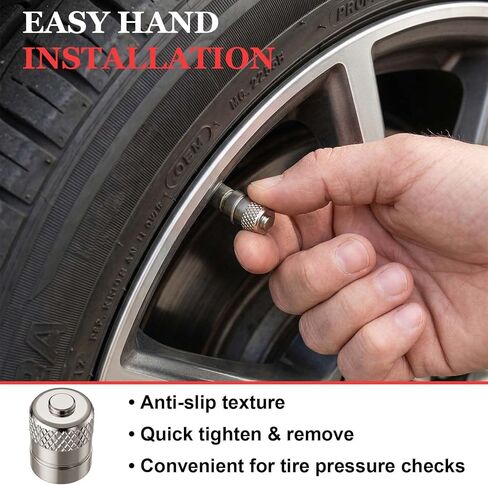 Metal Tire Valve Stem Caps - Bryxium 200 Pack Brass Tires Valves Stems Cap with Inner Seals, Wheel Air Cover, Chrome Tyre Nozzle Covers for Car Bike Truck and Motorcycle (Silver) in Kuwait