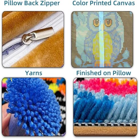 DIY Latch Hook Kits Pillowcase Border Collie Crochet Yarn Pre-Printed Cushion Needlework Pillow Hook and Latch Kit Cushion Home Sofa Decoration 43x43cm in Kuwait