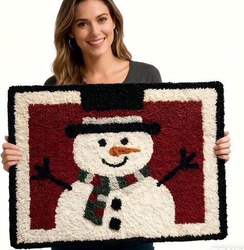 DIY Latch Hook Rug Kit Hen and Chicken Color-Stamped Carpet Tapestry 52x38cm Yarn Hooking Crochet Mat Home Floor Decor in Kuwait