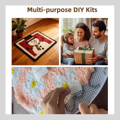 DIY Latch Hook Rug Kit Hen and Chicken Color-Stamped Carpet Tapestry 52x38cm Yarn Hooking Crochet Mat Home Floor Decor in Kuwait