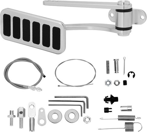 Universal Aluminum Polished Throttle Pedal, 2" x 4-1/2", with Stainless Steel Braided 36" Throttle Cable Kit and 24" Sleeve Cable Carb Bracket in Kuwait