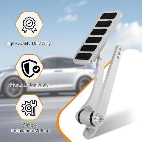 Universal Aluminum Polished Throttle Pedal, 2" x 4-1/2", with Stainless Steel Braided 36" Throttle Cable Kit and 24" Sleeve Cable Carb Bracket in Kuwait