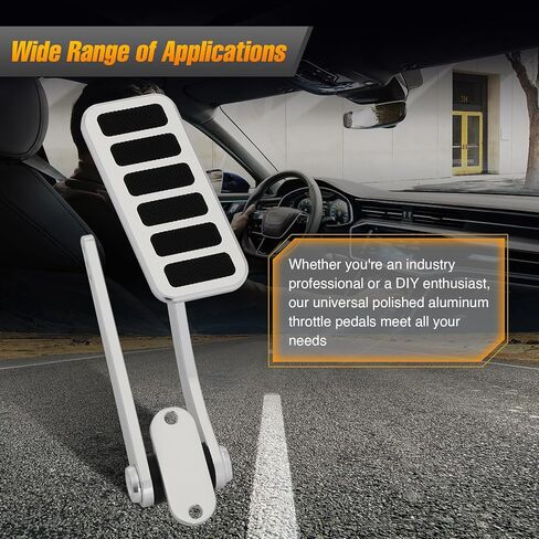 Universal Aluminum Polished Throttle Pedal, 2" x 4-1/2", with Stainless Steel Braided 36" Throttle Cable Kit and 24" Sleeve Cable Carb Bracket in Kuwait