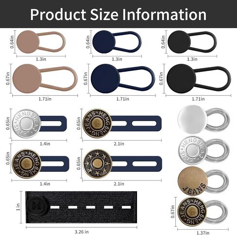 24 Pcs Button Extenders for Jeans,Waist Extender for Pants, Pants Button Extender for Women & Men, No Sewing Waistband Extenders 1–1.8 Inches for Jeans Pants Collar in Kuwait