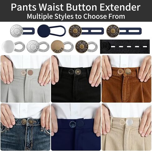 24 Pcs Button Extenders for Jeans,Waist Extender for Pants, Pants Button Extender for Women & Men, No Sewing Waistband Extenders 1–1.8 Inches for Jeans Pants Collar in Kuwait
