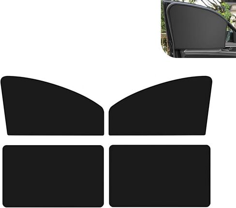 4PCS Car Side Window Sun Shades, Magnetic Foldable Car Front and Rear Side Window Sunshade, Auto Curtain Blackout Covers UV Protection Heat Insulation, Universal Interior Accessories for Cars in Kuwait