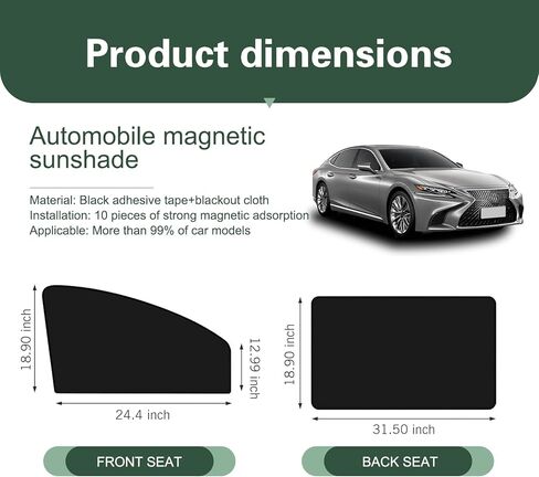 4PCS Car Side Window Sun Shades, Magnetic Foldable Car Front and Rear Side Window Sunshade, Auto Curtain Blackout Covers UV Protection Heat Insulation, Universal Interior Accessories for Cars in Kuwait