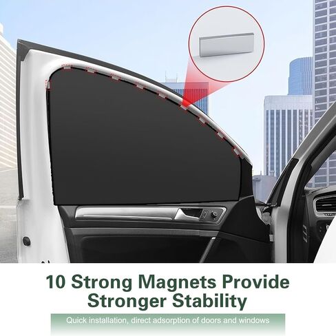 4PCS Car Side Window Sun Shades, Magnetic Foldable Car Front and Rear Side Window Sunshade, Auto Curtain Blackout Covers UV Protection Heat Insulation, Universal Interior Accessories for Cars in Kuwait