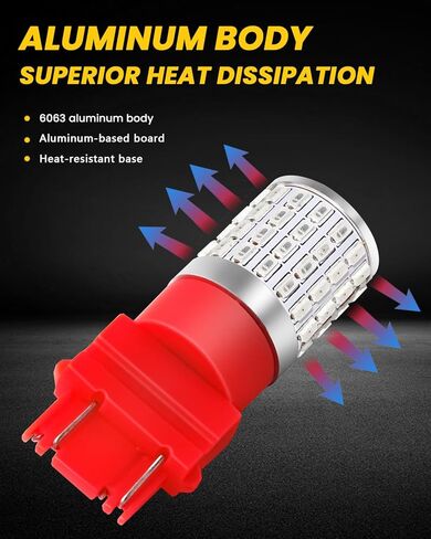 مصابيح إضاءة LED حمراء PHINLION 3157، فائقة السطوع 72-SMD 3156 3057 3357 4057 4157 بديلة لشاحنة السيارة الخلفية ومصابيح الفرامل الخلفية وامض إشارة الانعطاف، حزمة من 2 in Kuwait