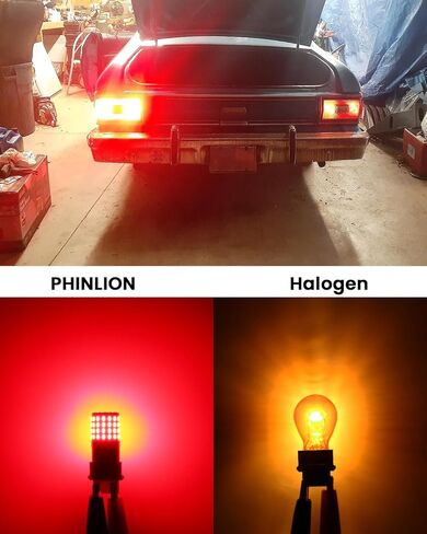 مصابيح إضاءة LED حمراء PHINLION 3157، فائقة السطوع 72-SMD 3156 3057 3357 4057 4157 بديلة لشاحنة السيارة الخلفية ومصابيح الفرامل الخلفية وامض إشارة الانعطاف، حزمة من 2 in Kuwait