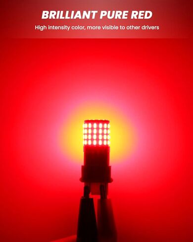 مصابيح إضاءة LED حمراء PHINLION 3157، فائقة السطوع 72-SMD 3156 3057 3357 4057 4157 بديلة لشاحنة السيارة الخلفية ومصابيح الفرامل الخلفية وامض إشارة الانعطاف، حزمة من 2 in Kuwait