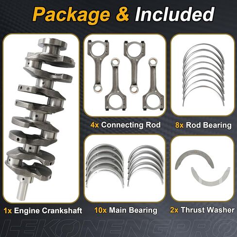 G4KH G4KF 2.0 Engine Crankshaft & Con-Rods & Bearing Kit Fit for Hyundai Genesis Coupe Sonata Santa Fe Kia Optima Sportage 2.0T L4 2010-2016 23111-2G400 71RZ6-2GF00 23510-2G430 in Kuwait