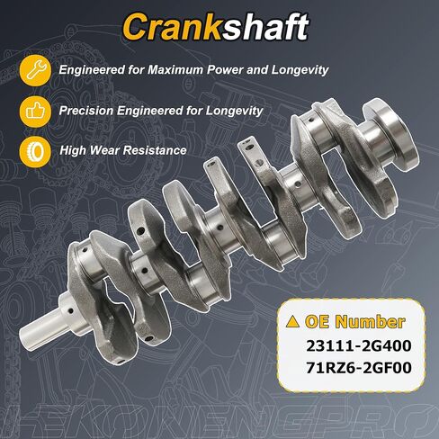 G4KH G4KF 2.0 Engine Crankshaft & Con-Rods & Bearing Kit Fit for Hyundai Genesis Coupe Sonata Santa Fe Kia Optima Sportage 2.0T L4 2010-2016 23111-2G400 71RZ6-2GF00 23510-2G430 in Kuwait
