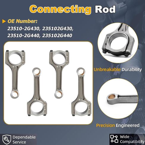 G4KH G4KF 2.0 Engine Crankshaft & Con-Rods & Bearing Kit Fit for Hyundai Genesis Coupe Sonata Santa Fe Kia Optima Sportage 2.0T L4 2010-2016 23111-2G400 71RZ6-2GF00 23510-2G430 in Kuwait