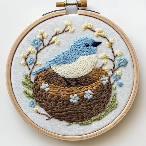 Punch Needle kit for Beginners, Blue Bird and its nest Design, Punch Stitching kit for Adults, Needle Punch Kits for Adults – Great for Crafting and Decor in Kuwait