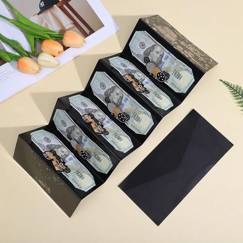 Birthday Money Envelope for Cash, Black Gold Happy Birthday Envelopes DIY Surprise Money Card Holder Party Supplies for Men Women Boy Girl in Kuwait