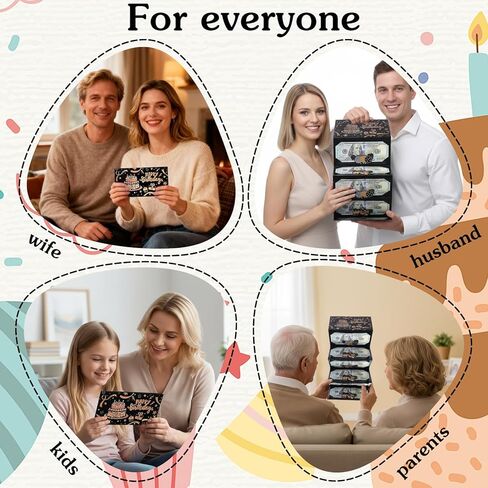 Birthday Money Envelope for Cash, Black Gold Happy Birthday Envelopes DIY Surprise Money Card Holder Party Supplies for Men Women Boy Girl in Kuwait