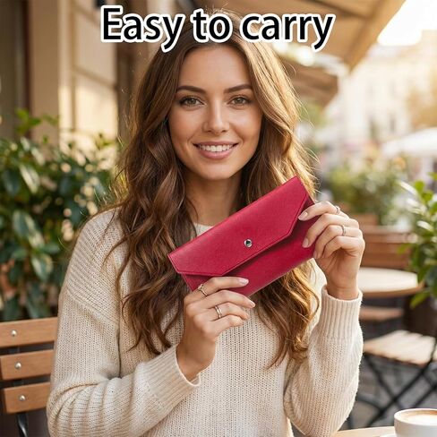 1Pcs Envelope Wallets for Women Burgundy Pu Leather Reusable Cash Holder Envelope Wallet Cash Wallets for Women Money Holder Stuffing Cashs Only Wallet Budget Card Bill Holders Coupon Organizer in Kuwait