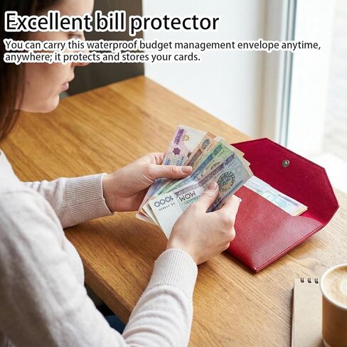 1Pcs Envelope Wallets for Women Burgundy Pu Leather Reusable Cash Holder Envelope Wallet Cash Wallets for Women Money Holder Stuffing Cashs Only Wallet Budget Card Bill Holders Coupon Organizer in Kuwait