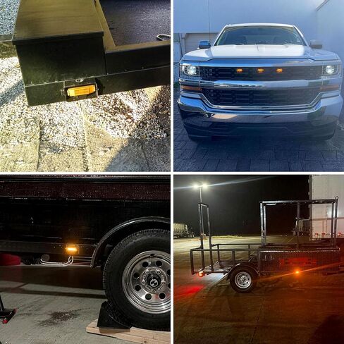 Partswcgg 4Pcs 4" Inch Thin Line LED Trailer Clearance Sealed Side Marker Fender Lights 3 LED w/RV Mounting Base, 4" Rectangular Amber Sealed LED Trailer Light Kit RV Clearance Side Marker Lamps 12V in Kuwait