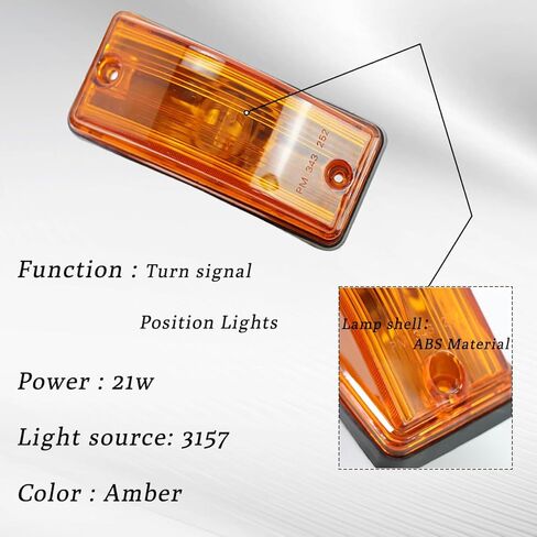 Cab Turn Signal Marker Light Assembly with Rubber Grommet Amber Fit for International Prostar Truck Behind Fender 2 PCS in Kuwait