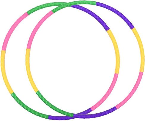 2-Pack Kids Exercise Hoops for Ages 4-10, 67.5cm 8-Section Detachable & Adjustable Fitness Hoops, Lightweight Play Circle for Indoor Outdoor Active Games, Gift for Toddlers Girls Boys in Kuwait