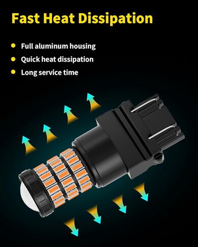 مصابيح LED 3157 3457 4057 باللون الأصفر الكهرمان متوافقة مع Ford 2011-2016 F250 F350 مصابيح إشارة الانعطاف الأمامية فائقة التحمل و2005-2020 F250 F350 مصابيح إشارة الانعطاف الخلفية فائقة التحمل، حزمة من 2 in Kuwait