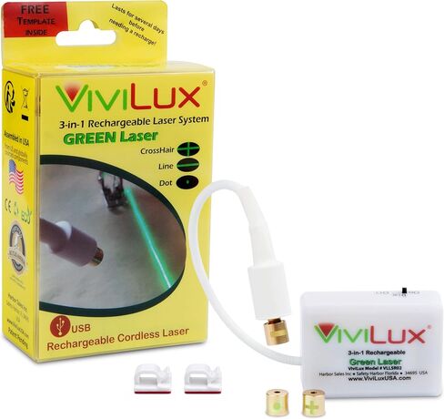 نظام ليزر أخضر ViviLux 3 في 1 قابل لإعادة الشحن للخياطة ولحف اللحف - خط قابل للتعديل، وشعيرات متقاطعة، ورؤوس ليزر نقطية، وشريط لاصق لاصق فيلكرو in Kuwait