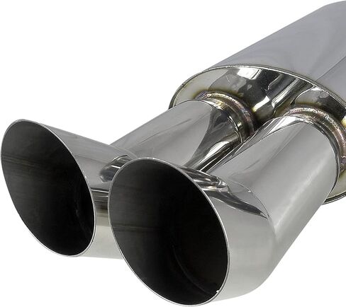 Spec-D ضبط طرف مائل مزدوج 3 "مخرج 2.5" مدخل كاتم صوت عادم غير قابل للصدأ in Kuwait