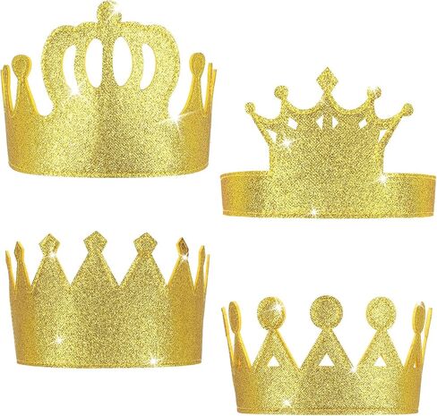 Tatuo 4 Pcs Gold Felt Crown for Kids Birthday King Crowns for Boy Prince Princess Gold Crown Felt King Queen Crowns Hat Cap for Boy Birthday Celebration Costume Cosplay Party Supplies in Kuwait