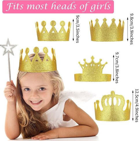 Tatuo 4 Pcs Gold Felt Crown for Kids Birthday King Crowns for Boy Prince Princess Gold Crown Felt King Queen Crowns Hat Cap for Boy Birthday Celebration Costume Cosplay Party Supplies in Kuwait