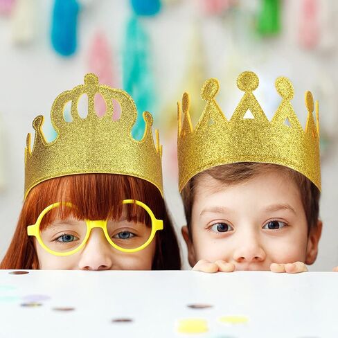 Tatuo 4 Pcs Gold Felt Crown for Kids Birthday King Crowns for Boy Prince Princess Gold Crown Felt King Queen Crowns Hat Cap for Boy Birthday Celebration Costume Cosplay Party Supplies in Kuwait