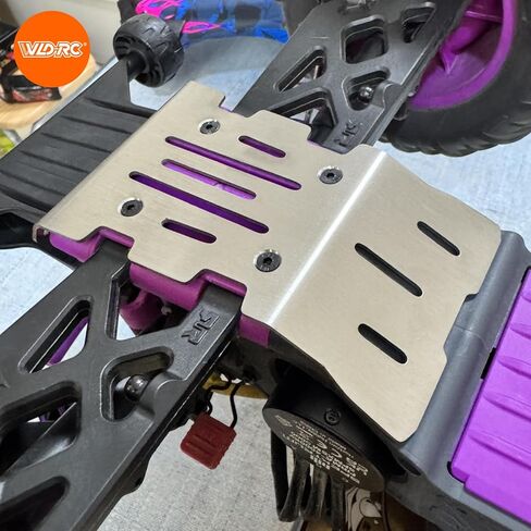 2-Piece Skid Plate Set, for ARRMA 1/10 Quake 2 Wheel Drive & 1/10 Gorgon 2 Wheel Drive, 1.5mm Vented Stainless Steel Chassis Armor Front & Rear Protection in Kuwait