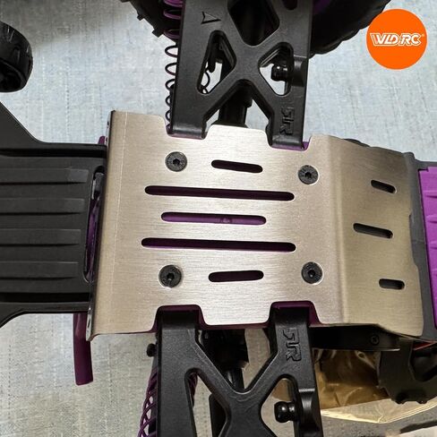 2-Piece Skid Plate Set, for ARRMA 1/10 Quake 2 Wheel Drive & 1/10 Gorgon 2 Wheel Drive, 1.5mm Vented Stainless Steel Chassis Armor Front & Rear Protection in Kuwait
