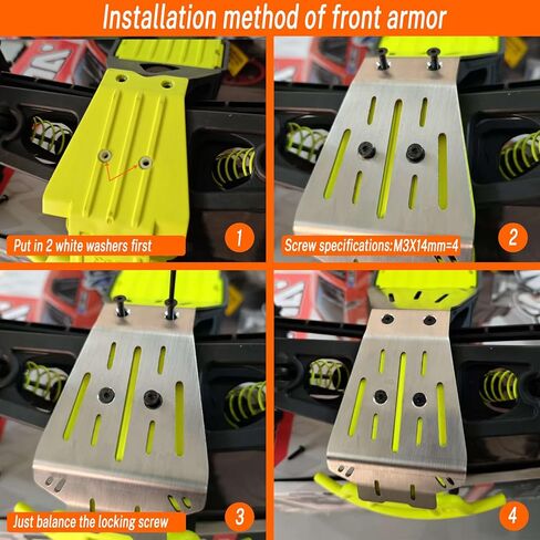 2-Piece Skid Plate Set, for ARRMA 1/10 Quake 2 Wheel Drive & 1/10 Gorgon 2 Wheel Drive, 1.5mm Vented Stainless Steel Chassis Armor Front & Rear Protection in Kuwait