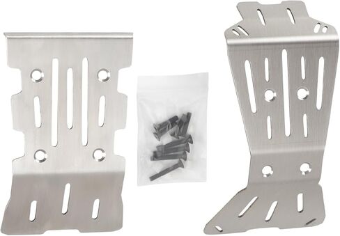 2-Piece Skid Plate Set, for ARRMA 1/10 Quake 2 Wheel Drive & 1/10 Gorgon 2 Wheel Drive, 1.5mm Vented Stainless Steel Chassis Armor Front & Rear Protection in Kuwait